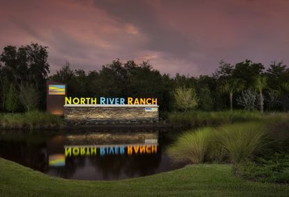 North River Ranch Community Sign on Lake