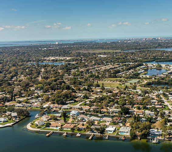 ariel exterior shot of Coquina Key